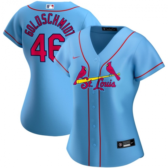 St Louis St.Louis Cardinals 46 Paul Goldschmidt Nike Women Alternate 2020 MLB Player Jersey Light Blue St Louis St.Louis Cardinals 46 Paul Goldschmidt Nike Women Alternate 2020 MLB Player Jersey Light Blue