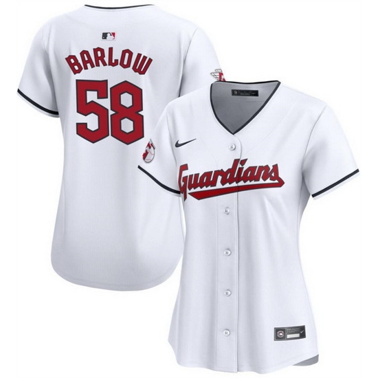 Women Cleveland Guardians 58 Scott Barlow White Stitched Baseball Jersey Women Cleveland Guardians 58 Scott Barlow White Stitched Baseball Jersey