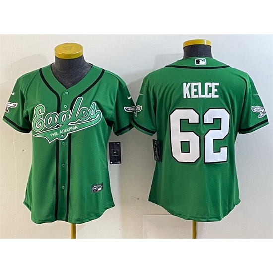 Women Philadelphia Eagles 62 Jason Kelce Green Cool Base Stitched Baseball Jersey 28Run Small 29 Women Philadelphia Eagles 62 Jason Kelce Green Cool Base Stitched Baseball Jersey 28Run Small 29