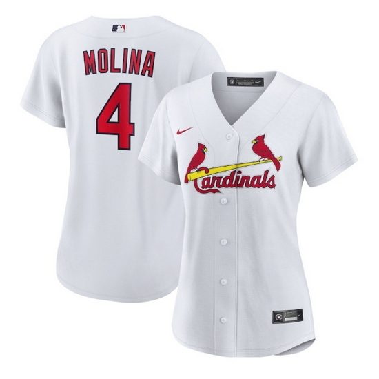Women St Louis Cardinals 4 Yadier Molina White Stitched Baseball Jersey 28Run Small 29 Women St Louis Cardinals 4 Yadier Molina White Stitched Baseball Jersey 28Run Small 29