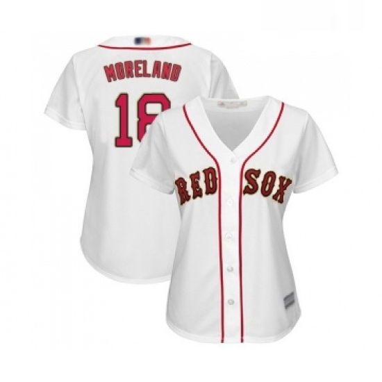 Womens Boston Red Sox 18 Mitch Moreland Authentic White 2019 Gold Program Cool Base Baseball Jersey Womens Boston Red Sox 18 Mitch Moreland Authentic White 2019 Gold Program Cool Base Baseball Jersey