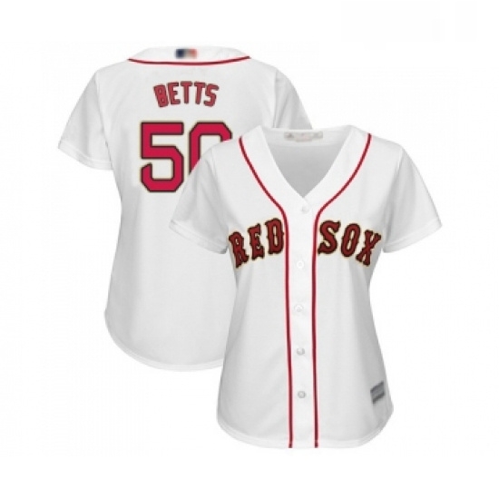 Womens Boston Red Sox 50 Mookie Betts Authentic White 2019 Gold Program Cool Base Baseball Jersey Womens Boston Red Sox 50 Mookie Betts Authentic White 2019 Gold Program Cool Base Baseball Jersey