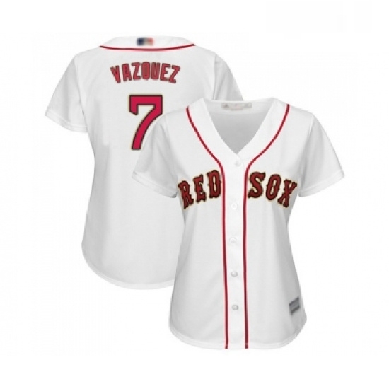 Womens Boston Red Sox 7 Christian Vazquez Authentic White 2019 Gold Program Cool Base Baseball Jersey Womens Boston Red Sox 7 Christian Vazquez Authentic White 2019 Gold Program Cool Base Baseball Jersey