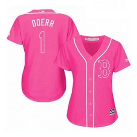 Womens Majestic Boston Red Sox 1 Bobby Doerr Replica Pink Fashion MLB Jersey Womens Majestic Boston Red Sox 1 Bobby Doerr Replica Pink Fashion MLB Jersey