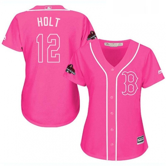 Womens Majestic Boston Red Sox 12 Brock Holt Authentic Pink Fashion 2018 World Series Champions MLB Jersey Womens Majestic Boston Red Sox 12 Brock Holt Authentic Pink Fashion 2018 World Series Champions MLB Jersey