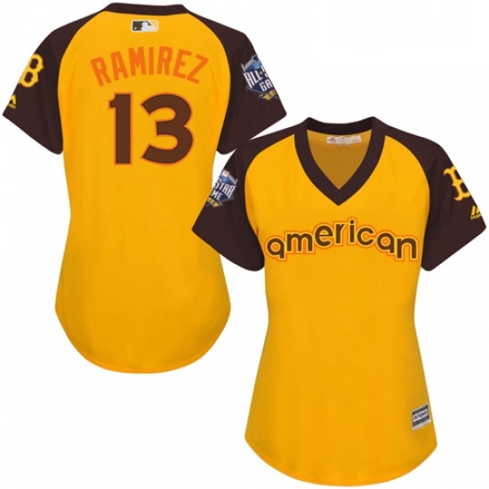 Womens Majestic Boston Red Sox 13 Hanley Ramirez Authentic Yellow 2016 All Star American League BP Cool Base MLB Jersey Womens Majestic Boston Red Sox 13 Hanley Ramirez Authentic Yellow 2016 All Star American League BP Cool Base MLB Jersey