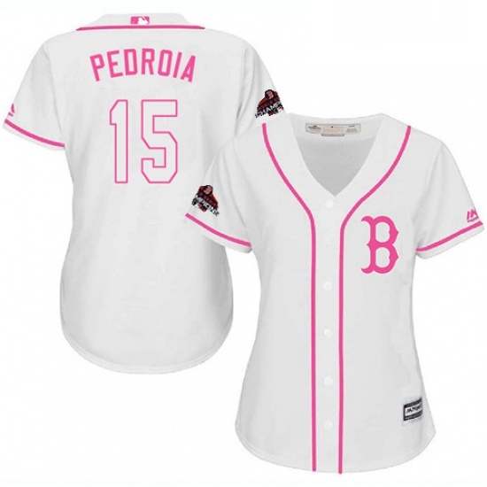 Womens Majestic Boston Red Sox 15 Dustin Pedroia Authentic White Fashion 2018 World Series Champions MLB Jersey Womens Majestic Boston Red Sox 15 Dustin Pedroia Authentic White Fashion 2018 World Series Champions MLB Jersey