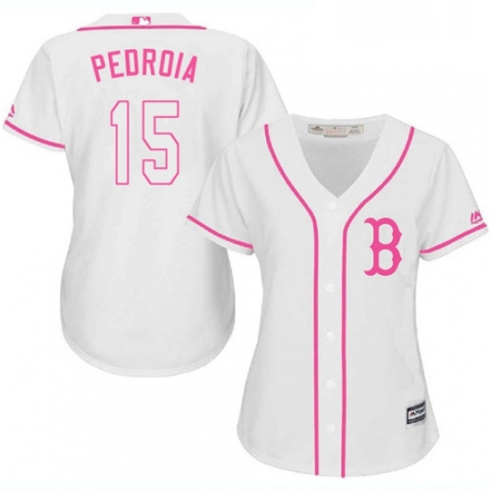 Womens Majestic Boston Red Sox 15 Dustin Pedroia Authentic White Fashion MLB Jersey Womens Majestic Boston Red Sox 15 Dustin Pedroia Authentic White Fashion MLB Jersey