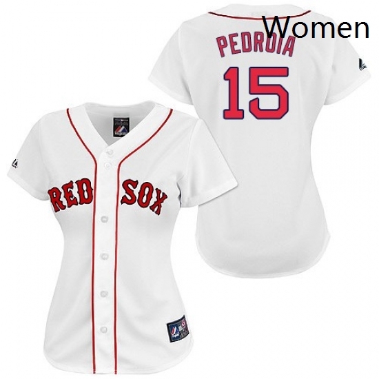 Womens Majestic Boston Red Sox 15 Dustin Pedroia Authentic White MLB Jersey Womens Majestic Boston Red Sox 15 Dustin Pedroia Authentic White MLB Jersey