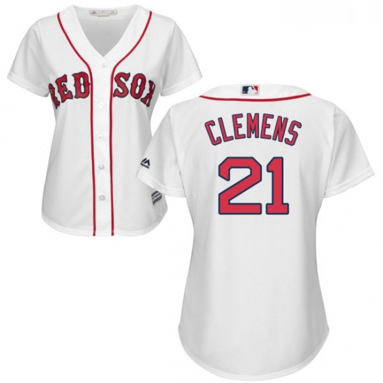 Womens Majestic Boston Red Sox 21 Roger Clemens Replica White Home MLB Jersey Womens Majestic Boston Red Sox 21 Roger Clemens Replica White Home MLB Jersey