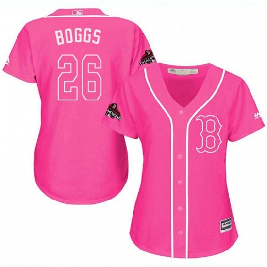 Womens Majestic Boston Red Sox 26 Wade Boggs Authentic Pink Fashion 2018 World Series Champions MLB Jersey Womens Majestic Boston Red Sox 26 Wade Boggs Authentic Pink Fashion 2018 World Series Champions MLB Jersey