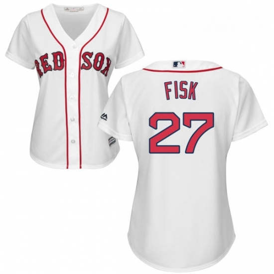 Womens Majestic Boston Red Sox 27 Carlton Fisk Replica White Home MLB Jersey Womens Majestic Boston Red Sox 27 Carlton Fisk Replica White Home MLB Jersey