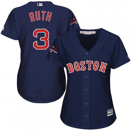 Womens Majestic Boston Red Sox 3 Babe Ruth Authentic Navy Blue Alternate Road 2018 World Series Champions MLB Jersey Womens Majestic Boston Red Sox 3 Babe Ruth Authentic Navy Blue Alternate Road 2018 World Series Champions MLB Jersey