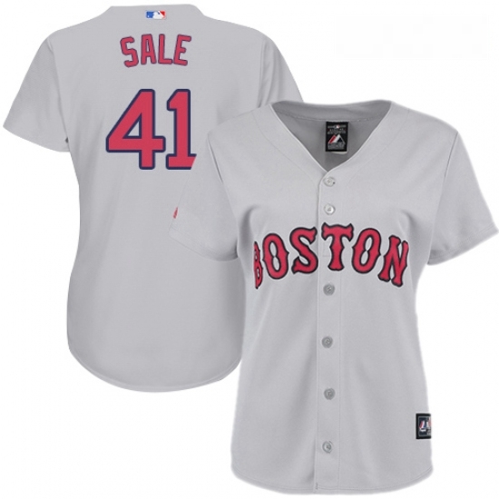Womens Majestic Boston Red Sox 41 Chris Sale Replica Grey Road MLB Jersey Womens Majestic Boston Red Sox 41 Chris Sale Replica Grey Road MLB Jersey