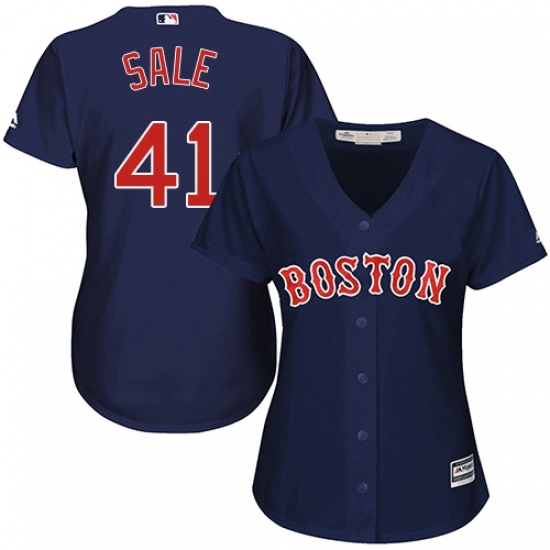 Womens Majestic Boston Red Sox 41 Chris Sale Replica Navy Blue Alternate Road MLB Jersey Womens Majestic Boston Red Sox 41 Chris Sale Replica Navy Blue Alternate Road MLB Jersey
