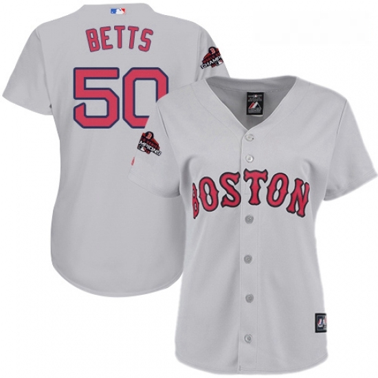 Womens Majestic Boston Red Sox 50 Mookie Betts Authentic Grey Road 2018 World Series Champions MLB Jersey Womens Majestic Boston Red Sox 50 Mookie Betts Authentic Grey Road 2018 World Series Champions MLB Jersey