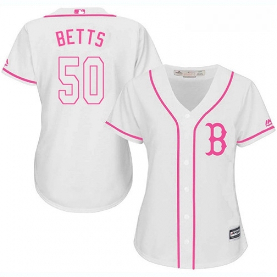 Womens Majestic Boston Red Sox 50 Mookie Betts Replica White Fashion MLB Jersey Womens Majestic Boston Red Sox 50 Mookie Betts Replica White Fashion MLB Jersey