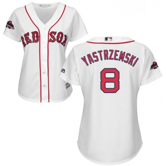 Womens Majestic Boston Red Sox 8 Carl Yastrzemski Authentic White Home 2018 World Series Champions MLB Jersey Womens Majestic Boston Red Sox 8 Carl Yastrzemski Authentic White Home 2018 World Series Champions MLB Jersey