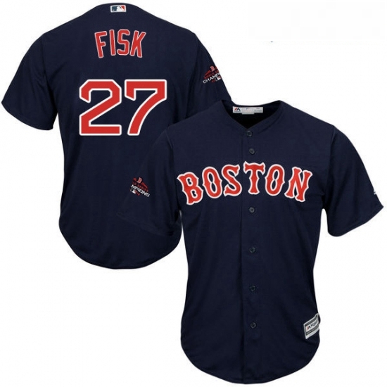 Youth Majestic Boston Red Sox 27 Carlton Fisk Authentic Navy Blue Alternate Road Cool Base 2018 World Series Champions MLB Jersey Youth Majestic Boston Red Sox 27 Carlton Fisk Authentic Navy Blue Alternate Road Cool Base 2018 World Series Champions MLB Jersey
