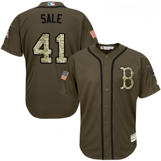 Youth Majestic Boston Red Sox 41 Chris Sale Authentic Green Salute to Service MLB Jersey Youth Majestic Boston Red Sox 41 Chris Sale Authentic Green Salute to Service MLB Jersey