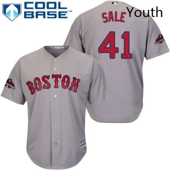 Youth Majestic Boston Red Sox 41 Chris Sale Authentic Grey Road Cool Base 2018 World Series Champions MLB Jersey Youth Majestic Boston Red Sox 41 Chris Sale Authentic Grey Road Cool Base 2018 World Series Champions MLB Jersey