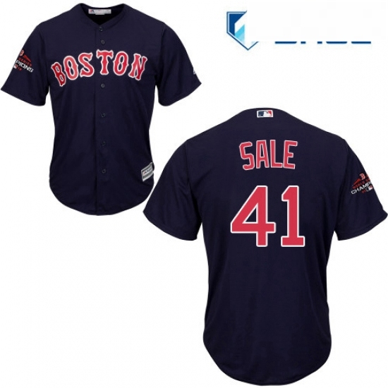 Youth Majestic Boston Red Sox 41 Chris Sale Authentic Navy Blue Alternate Road Cool Base 2018 World Series Champions MLB Jersey Youth Majestic Boston Red Sox 41 Chris Sale Authentic Navy Blue Alternate Road Cool Base 2018 World Series Champions MLB Jersey