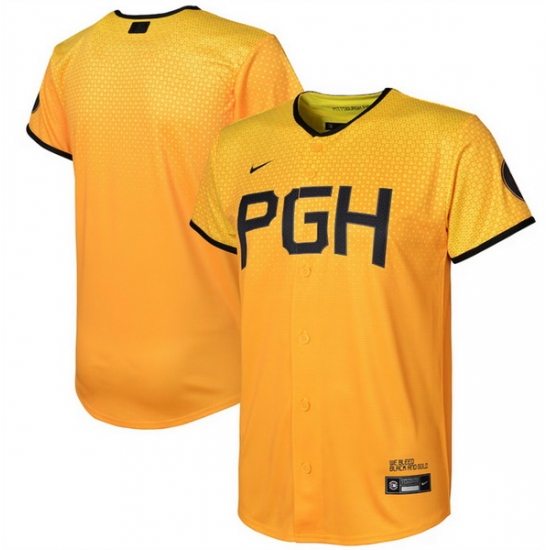 Youth Pittsburgh Pirates Blank Gold 2023 City Connect Stitched Jersey Youth Pittsburgh Pirates Blank Gold 2023 City Connect Stitched Jersey