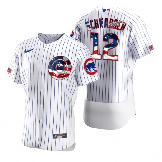 Men Chicago Cubs 12 Kyle Schwarber Men Nike White Fluttering USA Flag Limited Edition Flex Base MLB Jersey Men Chicago Cubs 12 Kyle Schwarber Men Nike White Fluttering USA Flag Limited Edition Flex Base MLB Jersey