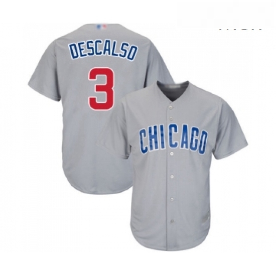 Mens Chicago Cubs 3 Daniel Descalso Replica Grey Road Cool Base Baseball Jersey Mens Chicago Cubs 3 Daniel Descalso Replica Grey Road Cool Base Baseball Jersey