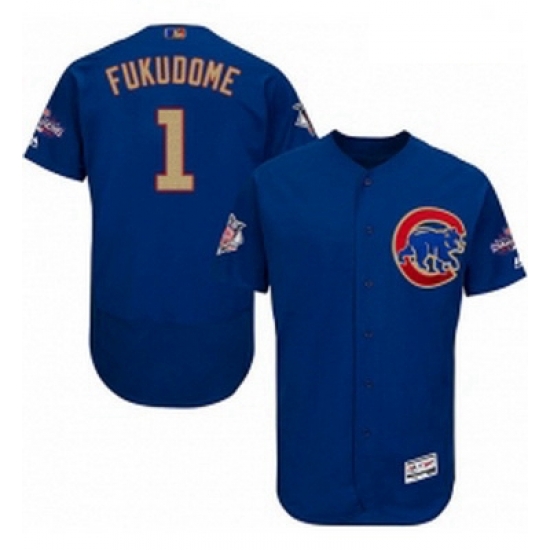 Mens Majestic Chicago Cubs 1 Kosuke Fukudome Authentic Royal Blue 2017 Gold Champion Flex Base MLB Jersey Mens Majestic Chicago Cubs 1 Kosuke Fukudome Authentic Royal Blue 2017 Gold Champion Flex Base MLB Jersey