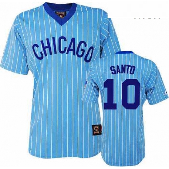 Mens Majestic Chicago Cubs 10 Ron Santo Authentic BlueWhite Strip Cooperstown Throwback MLB Jersey Mens Majestic Chicago Cubs 10 Ron Santo Authentic BlueWhite Strip Cooperstown Throwback MLB Jersey
