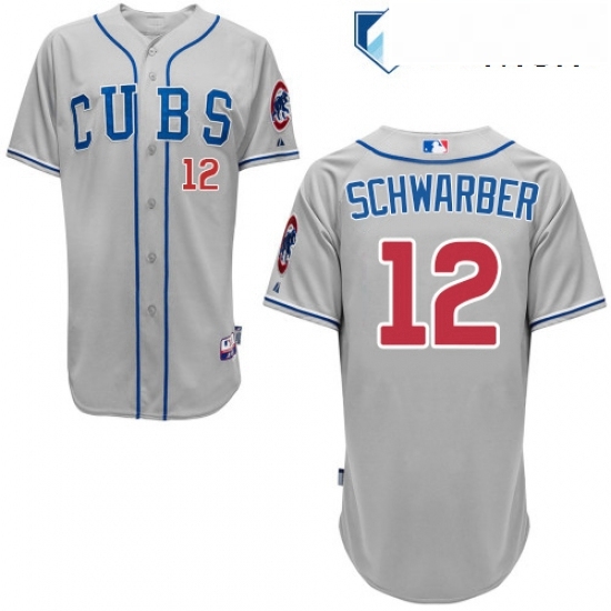 Mens Majestic Chicago Cubs 12 Kyle Schwarber Replica Grey Alternate Road Cool Base MLB Jersey Mens Majestic Chicago Cubs 12 Kyle Schwarber Replica Grey Alternate Road Cool Base MLB Jersey