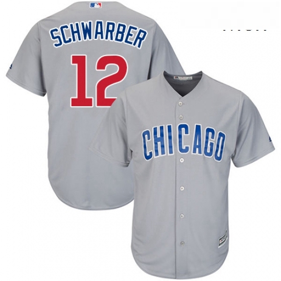 Mens Majestic Chicago Cubs 12 Kyle Schwarber Replica Grey Road Cool Base MLB Jersey Mens Majestic Chicago Cubs 12 Kyle Schwarber Replica Grey Road Cool Base MLB Jersey