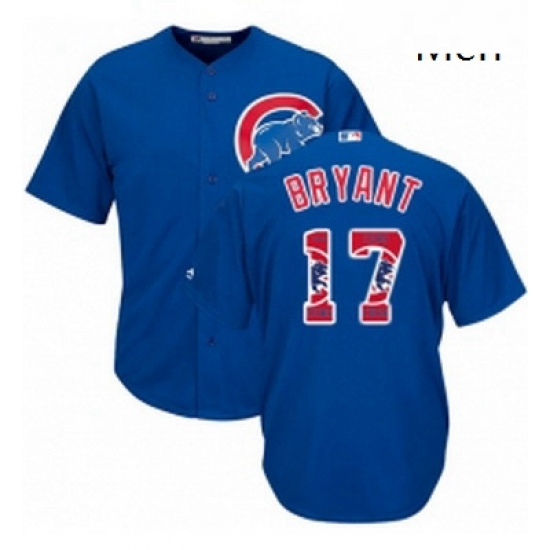 Mens Majestic Chicago Cubs 17 Kris Bryant Authentic Royal Blue Team Logo Fashion Cool Base MLB Jersey Mens Majestic Chicago Cubs 17 Kris Bryant Authentic Royal Blue Team Logo Fashion Cool Base MLB Jersey