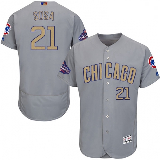 Mens Majestic Chicago Cubs 21 Sammy Sosa Authentic Gray 2017 Gold Champion Flex Base MLB Jersey Mens Majestic Chicago Cubs 21 Sammy Sosa Authentic Gray 2017 Gold Champion Flex Base MLB Jersey