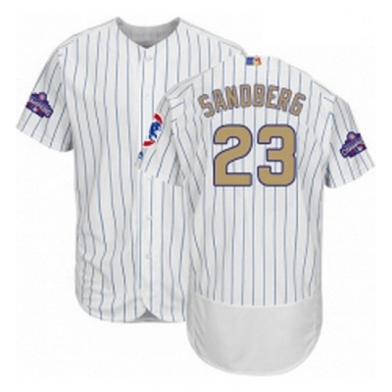 Mens Majestic Chicago Cubs 23 Ryne Sandberg Authentic White 2017 Gold Program Flex Base MLB Jersey Mens Majestic Chicago Cubs 23 Ryne Sandberg Authentic White 2017 Gold Program Flex Base MLB Jersey