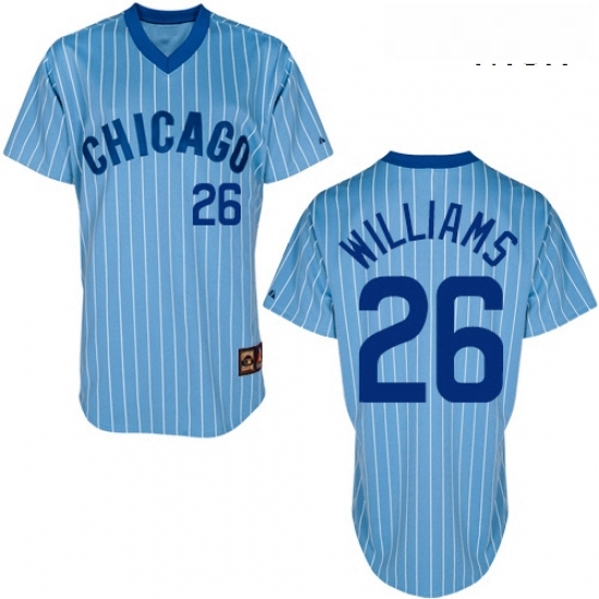 Mens Majestic Chicago Cubs 26 Billy Williams Replica BlueWhite Strip Cooperstown Throwback MLB Jersey Mens Majestic Chicago Cubs 26 Billy Williams Replica BlueWhite Strip Cooperstown Throwback MLB Jersey