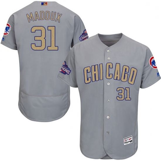 Mens Majestic Chicago Cubs 31 Greg Maddux Authentic Gray 2017 Gold Champion Flex Base MLB Jersey Mens Majestic Chicago Cubs 31 Greg Maddux Authentic Gray 2017 Gold Champion Flex Base MLB Jersey