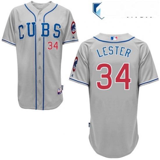 Mens Majestic Chicago Cubs 34 Jon Lester Authentic Grey Alternate Road Cool Base MLB Jersey Mens Majestic Chicago Cubs 34 Jon Lester Authentic Grey Alternate Road Cool Base MLB Jersey