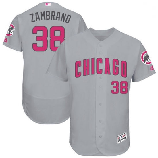 Mens Majestic Chicago Cubs 38 Carlos Zambrano Grey Mothers Day Flexbase Authentic Collection MLB Jersey Mens Majestic Chicago Cubs 38 Carlos Zambrano Grey Mothers Day Flexbase Authentic Collection MLB Jersey