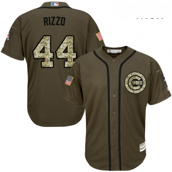 Mens Majestic Chicago Cubs 44 Anthony Rizzo Authentic Green Salute to Service MLB Jersey Mens Majestic Chicago Cubs 44 Anthony Rizzo Authentic Green Salute to Service MLB Jersey