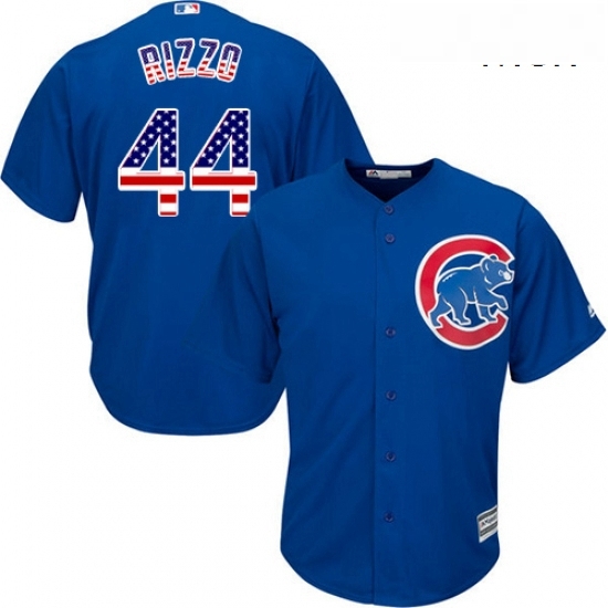 Mens Majestic Chicago Cubs 44 Anthony Rizzo Replica Royal Blue USA Flag Fashion MLB Jersey Mens Majestic Chicago Cubs 44 Anthony Rizzo Replica Royal Blue USA Flag Fashion MLB Jersey