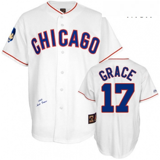 Mens Mitchell and Ness Chicago Cubs 17 Mark Grace Replica White 1968 Throwback MLB Jersey Mens Mitchell and Ness Chicago Cubs 17 Mark Grace Replica White 1968 Throwback MLB Jersey