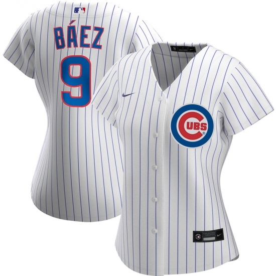 Chicago Cubs 9 Javier Baez Nike Women Home 2020 MLB Player Jersey White Chicago Cubs 9 Javier Baez Nike Women Home 2020 MLB Player Jersey White