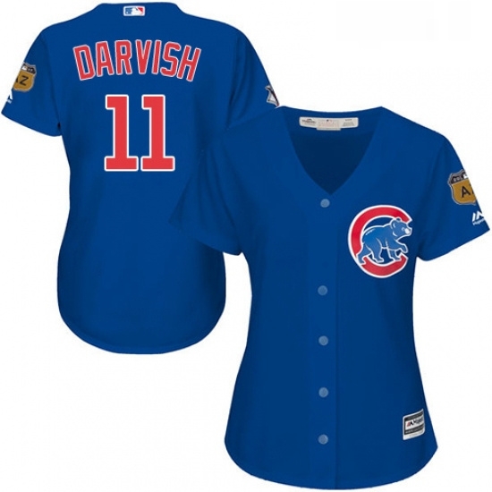 Womens Majestic Chicago Cubs 11 Yu Darvish Replica Royal Blue Alternate MLB Jersey Womens Majestic Chicago Cubs 11 Yu Darvish Replica Royal Blue Alternate MLB Jersey