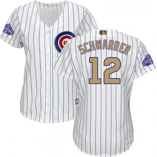 Womens Majestic Chicago Cubs 12 Kyle Schwarber Authentic White 2017 Gold Program MLB Jersey Womens Majestic Chicago Cubs 12 Kyle Schwarber Authentic White 2017 Gold Program MLB Jersey