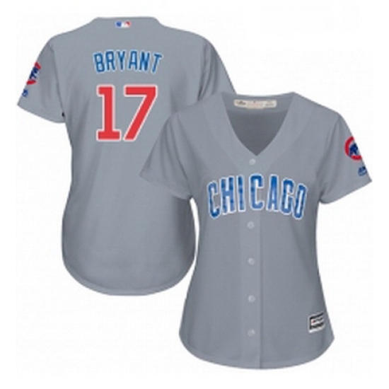 Womens Majestic Chicago Cubs 17 Kris Bryant Replica Grey Road MLB Jersey Womens Majestic Chicago Cubs 17 Kris Bryant Replica Grey Road MLB Jersey