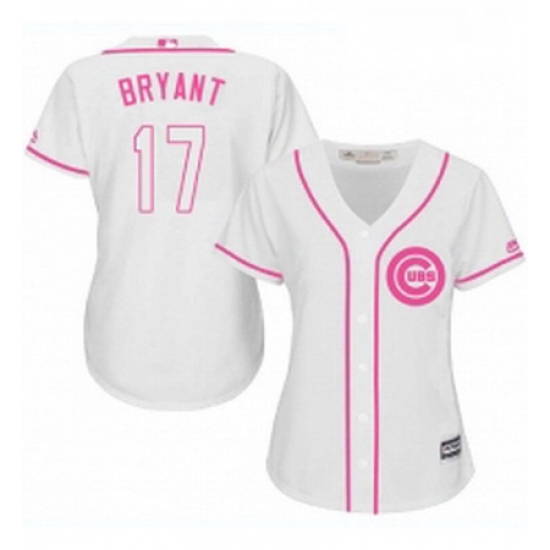 Womens Majestic Chicago Cubs 17 Kris Bryant Replica White Fashion MLB Jersey Womens Majestic Chicago Cubs 17 Kris Bryant Replica White Fashion MLB Jersey
