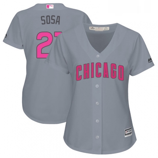 Womens Majestic Chicago Cubs 21 Sammy Sosa Authentic Grey Mothers Day Cool Base MLB Jersey Womens Majestic Chicago Cubs 21 Sammy Sosa Authentic Grey Mothers Day Cool Base MLB Jersey