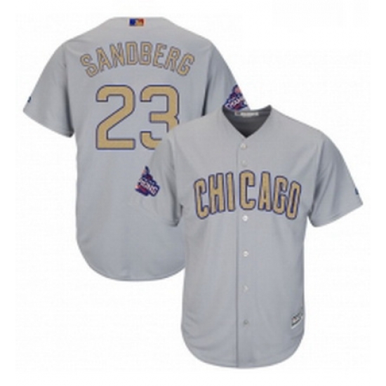 Womens Majestic Chicago Cubs 23 Ryne Sandberg Authentic Gray 2017 Gold Champion MLB Jersey Womens Majestic Chicago Cubs 23 Ryne Sandberg Authentic Gray 2017 Gold Champion MLB Jersey